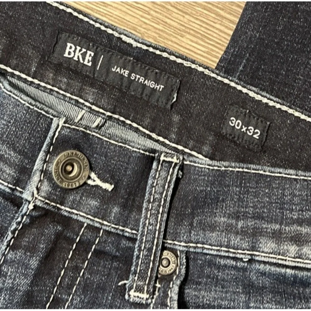 BKE Buckle Jake Straight Leg Stretch Dark Wash Blue Jeans Size 30x32 (30x33)